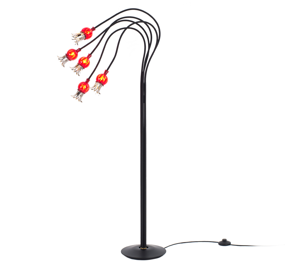 Serien Lighting Poppy Floor 5-armig rot / schwarz