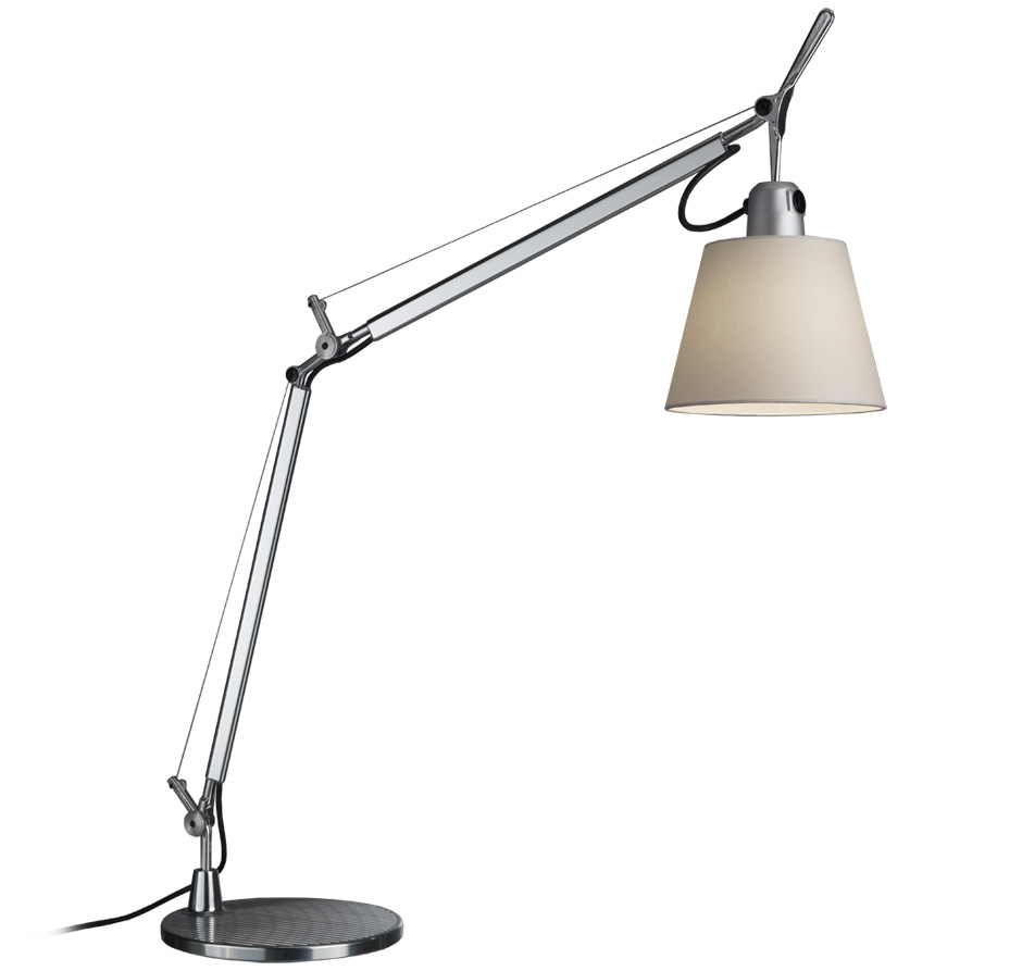 Artemide Tolomeo Basculante Tavolo mit Tischfuß mit Pergamentschirm