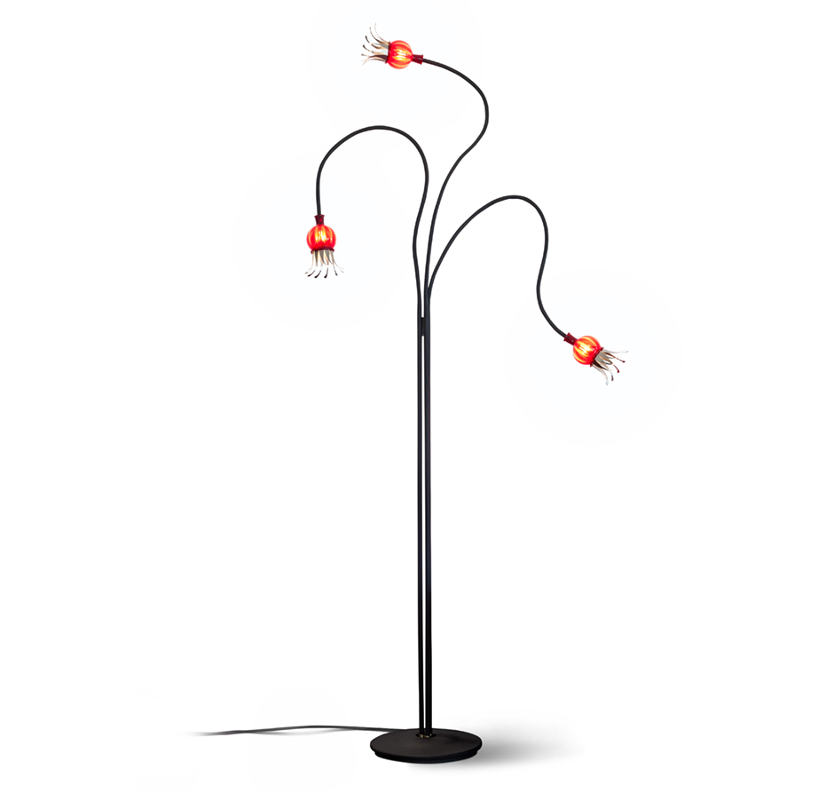 Serien Lighting Poppy Floor 3-armig rot / schwarz