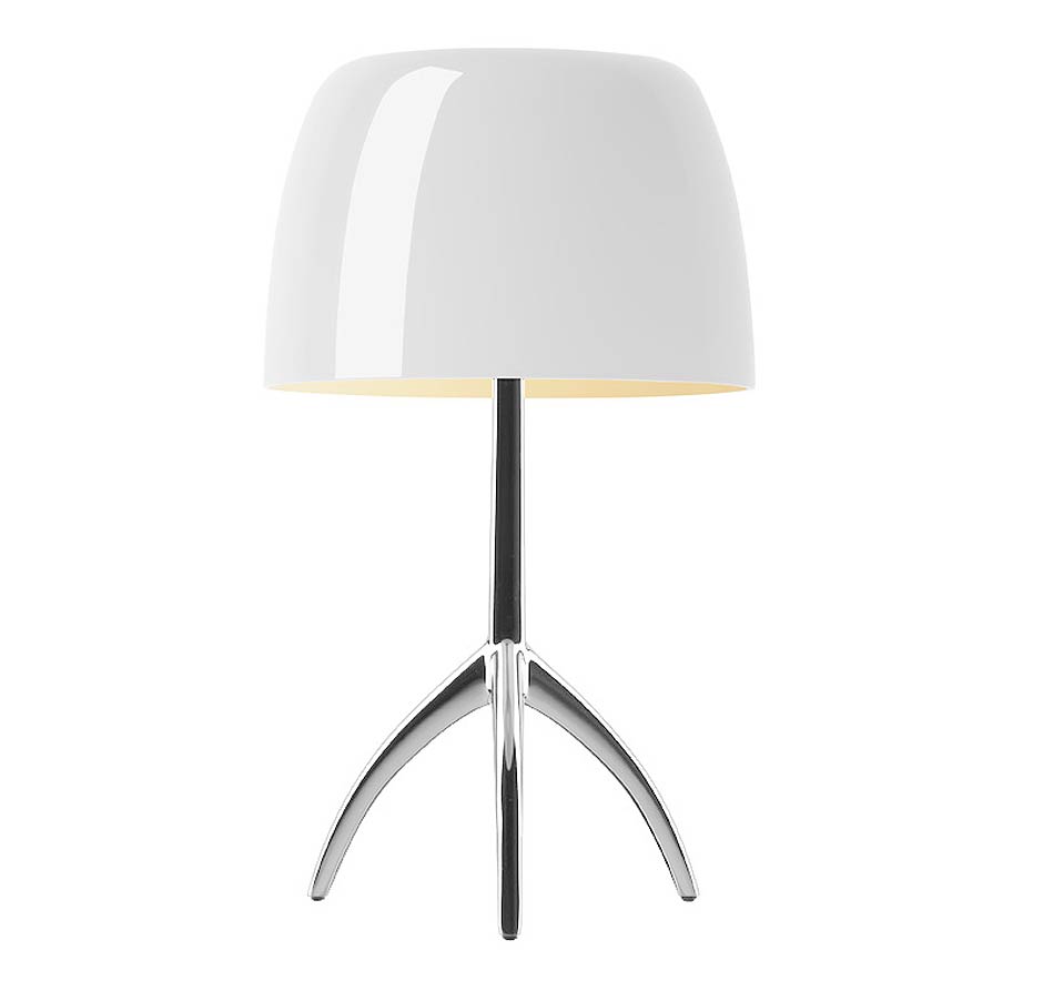 Foscarini Lumiere Grande Tavolo ON/OFF Schirm cremeweiß / Gestell Aluminium poliert