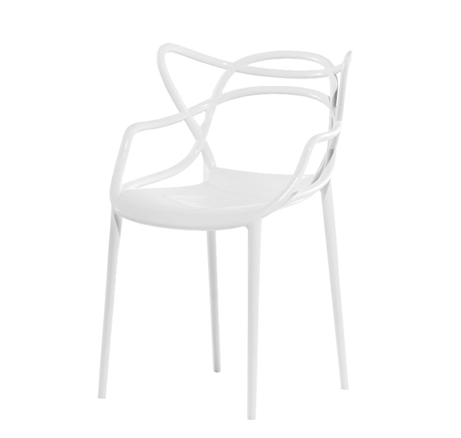 Kartell Masters Stuhl Set mit 4 Stühlen 03 / weiß