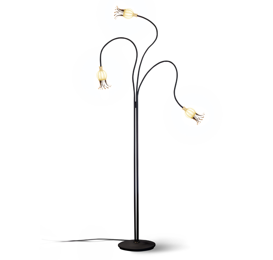 Serien Lighting Poppy Floor 3-armig Keramik / schwarz