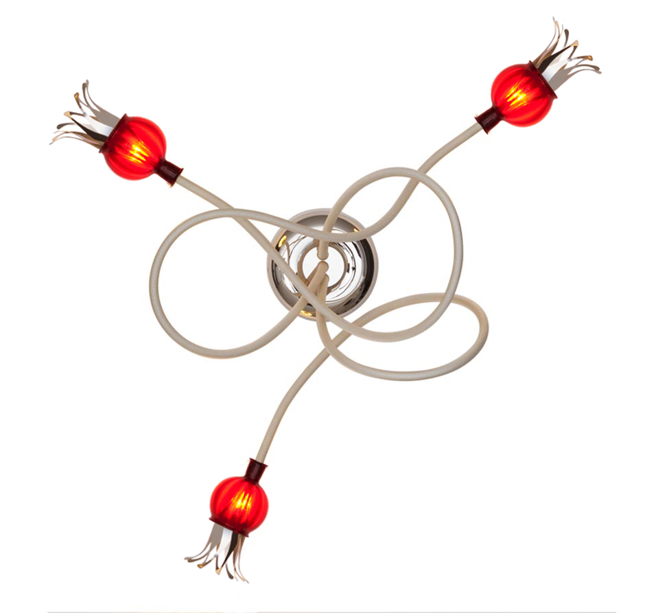 Serien Lighting Poppy Ceiling/Wall 3-armig rot / beige