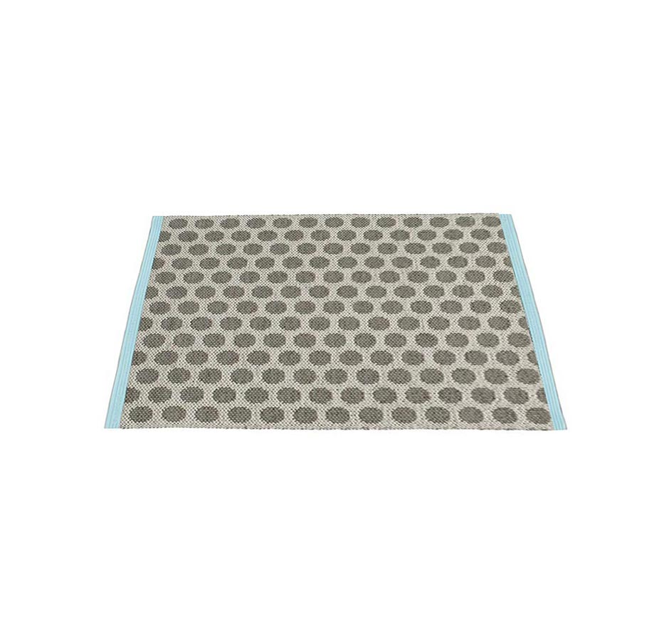pappelina Noa Kunststoff-Teppich/Fußmatte 50 x 70 cm dunkelgrau/warmes grau mit Kante türkis