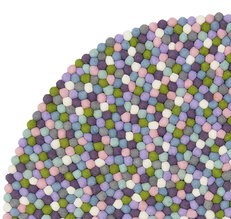 Myfelt Filzkugelteppich Greta Mehrfarbig Pastell Rund Traumambiente