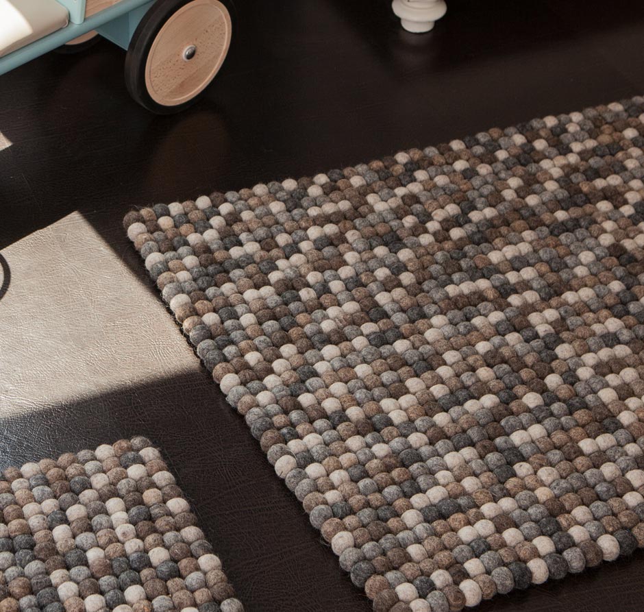 Myfelt Filzkugelteppich Naturline Nela Rund Traumambiente