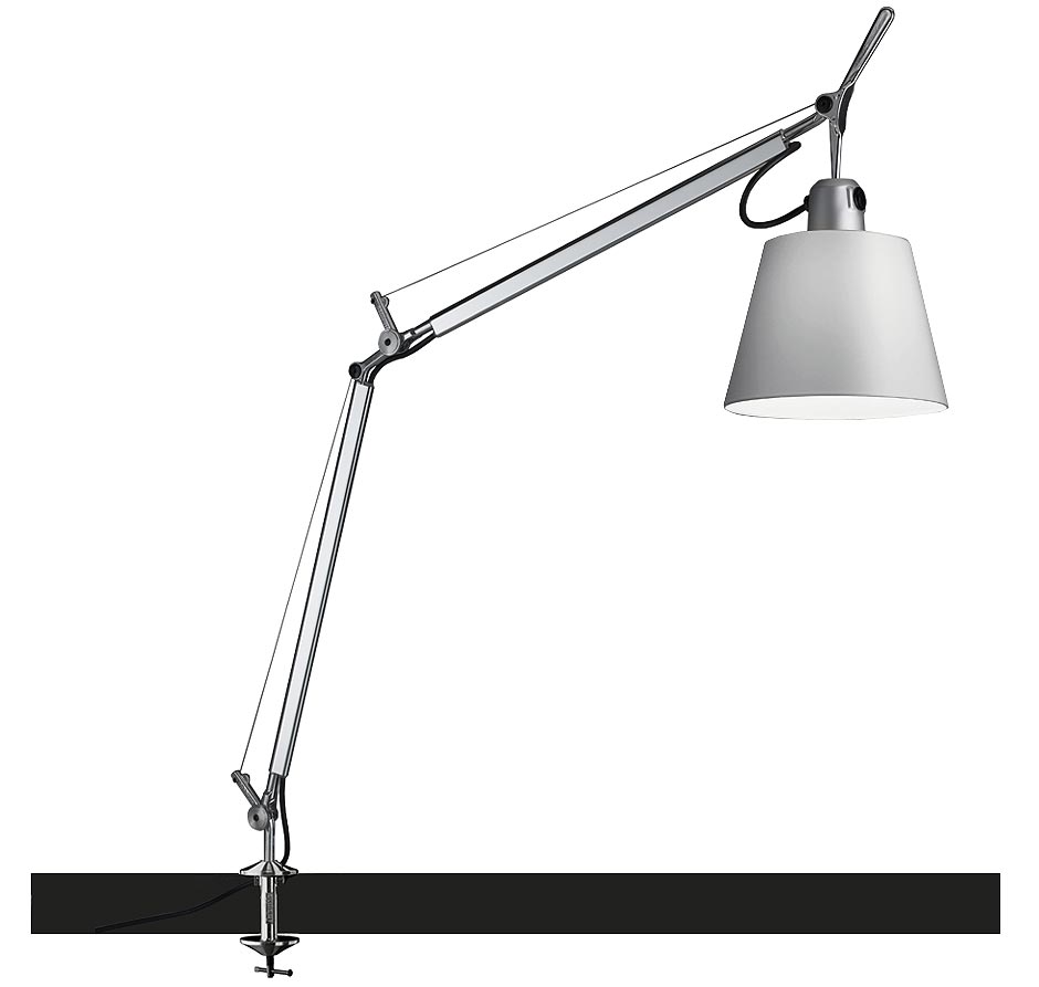 Artemide Tolomeo Basculante Tavolo mit Tischklemme mit Satinschirm